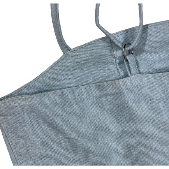 DStudio Light Wash Denim Mini Dress Adjustable Straps Fit & Flare Zip-Up Back - Picture 8 of 13